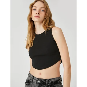 Crop Atlet Bisiklet Yaka Fitilli Asimetrik Kesim