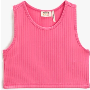 Basic Crop Üst Kolsuz Yuvarlak Yaka Dar Kalıp