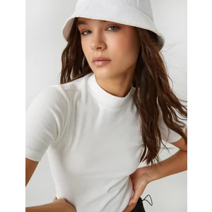 Basic Crop Tişört Kısa Kollu Dik Yaka