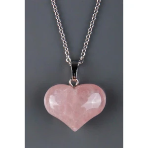 Asya Gems Pembe Kuvars Doğal Taş Kalp Kolye