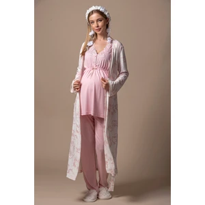 Pembe Sabahlıklı Hamile Lohusa Pijama Takımı
