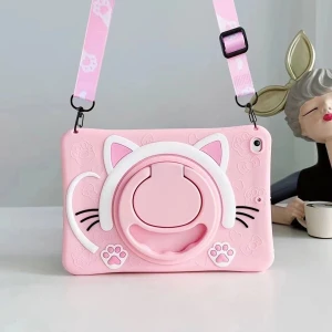 Apple iPad 10.nesil 10.9 Inç Elegance Standlı Çocuklar Için Karikatür Silikon Kauçluk Tablet Kılıfı