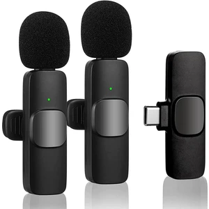2in1 Type-C Girişli Telefon Uyumlu Wireless Youtube Tiktok Yayın Kablosuz Yaka Mikrofonu Fm4