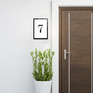Cam Kapı Numarası - Cam Yönlendirme Levhası | 7 Numara | Siyah Yazı | 14.8cm x 21 cm