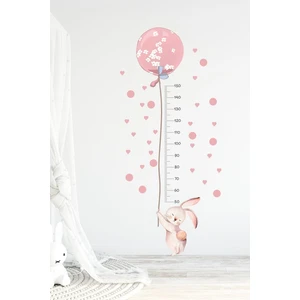 Kt Decoration Balonlu Tavşan Kalpler ve Puantiyeler Boy Ölçer 30 Parça Duvar Sticker Seti