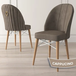 Concept Ritim Serisi, Babyface Kumaş, Doğal Ahşap Ayak, Beyaz Kafesli1Adet Sandalye