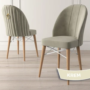 Concept Ritim Serisi, Babyface Kumaş, Doğal Ahşap Ayak, Beyaz Kafesli1Adet Sandalye