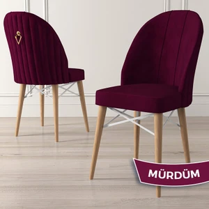 Concept Ritim Serisi, Babyface Kumaş, Doğal Ahşap Ayak, Beyaz Kafesli1Adet Sandalye