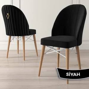 Concept Ritim Serisi, Babyface Kumaş, Doğal Ahşap Ayak, Beyaz Kafesli1Adet Sandalye
