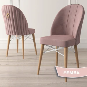 Concept Ritim Serisi, Babyface Kumaş, Doğal Ahşap Ayak, Beyaz Kafesli1Adet Sandalye