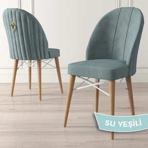 Concept Ritim Serisi, Babyface Kumaş, Doğal Ahşap Ayak, Beyaz Kafesli1Adet Sandalye