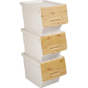 Motek Organızer Tekerlekli Eşya ve Erzak Kutusu 3X33 LT-MT05 Bambu Kapaklı