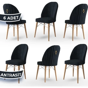 Concept Ritim Serisi, 1.sınıf Babyface Kumaş, Doğal Ahşap Ayak, Beyaz Kafesli 6 Adet Sandalye