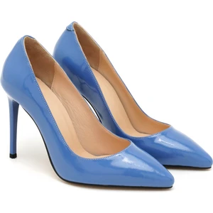 Amada Mavi Kadın Rugan Deri Stiletto