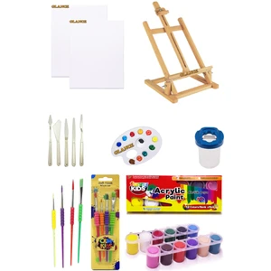 Daler Rowney Simply Yağlı Boya 12 Renk x 1rich Funny Kids 15 ml Akrilik 12 Li Masaüstü Şövale Seti2 ml 10`lu Çantalı Fırça Profesyonel Şövale Seti
