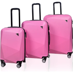 Polo&sky Elmas Model Pembe Renk 3'lü Valiz Bavul Seti