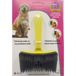 Kedi Köpek Tuşlu Otomatik Tüy Toplayıcı Tarak Sarı