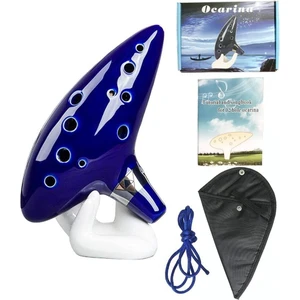 Ocarina 12 Delik Ocarina Seramik Alto C Ocarina Flüt Mavi Ocarina Sualtı Müzik Nefesli Enstrüman