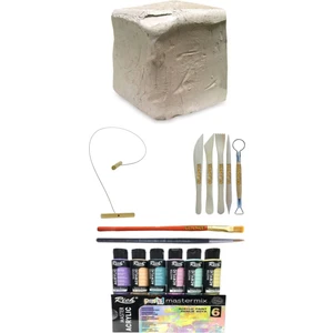 Beyaz Seramik Hamuru 6 kg Kil Rich Mastermix Akrilik Boya Seti Pastel Renkler 6lı 60CC Set