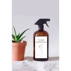Çiçekli Yüzey Temizleyici Etiketli Amber 500 ml Cam Şişe