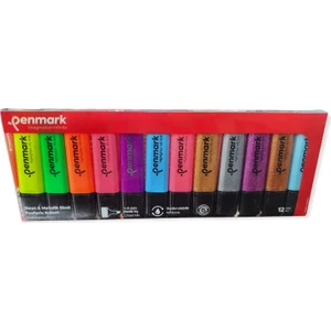 Fosforlu Kalem Seti Neon & Metalik Simli 12'li Paket