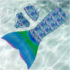Lolli Boom Kids  Kız Çocuk Deniz Kızı Kostüm Bikini - Mayo Efsane Little Mermaid Multicolor Geçişli Balıksırtı