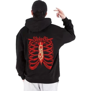 Touz Moda Slipknot Sırt Baskılı Siyah Kapüşonlu Sweatshirt