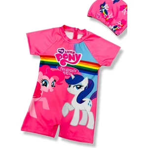 Lolli Boom Kids My Little Pony Sevimli Minik Atlar Hassas Ten Yarım Kollu Fermuarlı Yüzücü Tarz Bone Hediyeli