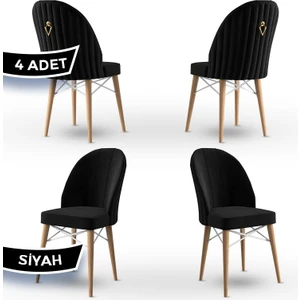 Concept Ritim Serisi  Babyface Kumaş Doğal Ahşap Ayak Beyaz Kafes  4 Adet Sandalye
