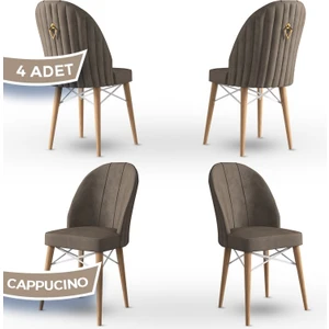 Concept Ritim Serisi  Babyface Kumaş Doğal Ahşap Ayak Beyaz Kafes  4 Adet Sandalye