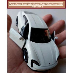 Porsche Taycan Turbo S Kasa 1.36 Diecast Orjinal 2022 Metal Araba Pullback Kapıları Açılır