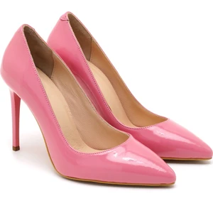 Amada Pembe Kadın Rugan Deri Stiletto