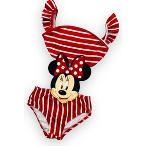 Lolli Boom Kids Kız Çocuk Mayokini Mickey Minnie Temalı Kırmızı Renk Kol Fırfırlı - Son Sezon Kostüm Mayo 2022