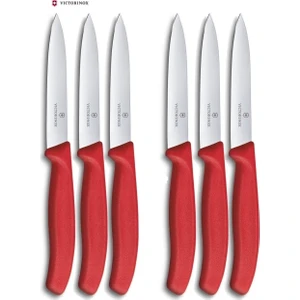 6'lı Büyük Bıçak Seti Düz 10 cm Red Soyma Bıçakları