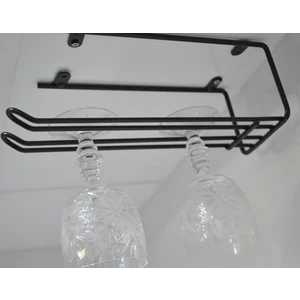 Filamento Bar Siyah Kadehlik Paslanmaz Metal Tavana Montaj Kadeh Askısı Bardaklık, 1 Bölmeli