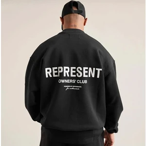 Amor Man Büyük Beden Özel Tasarım Yuvarlak Yaka Represent Sırt Baskılı 3 Iplik %100 Pamuk ErkekSweatshirt