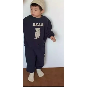 Amor Man Özel Tasarım Bear Baskılı 3 Iplik %100 Pamuk Tam Kışlık Erkek Çocuk Eşofman Takımı