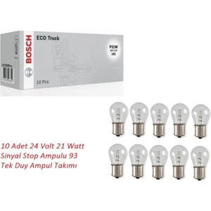 24 Volt 21 Watt Sinyal Stop Ampulu Lambası 93 Tek Duy Ampul Takımı 10 Adet Ağır Vasıta 93 24V 21W