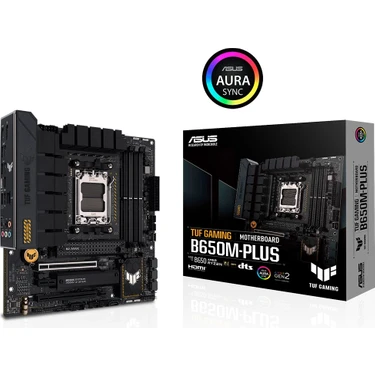 Asus Tuf Gamıng B650M-Plus Amd B650 Am5 Ddr5 6400 Dp Hdmı 2X M2 Usb3.2 Aura Rgb 2.5Gbit Lan Matx