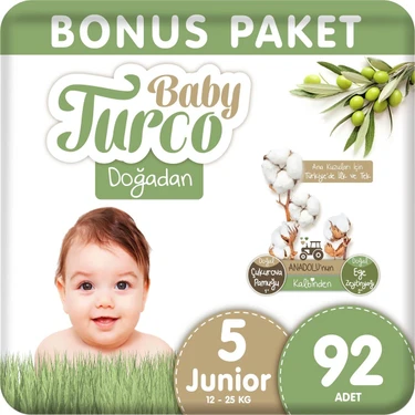 Baby Turco Doğadan Bonus Bebek Bezi 5 Numara Junior 92