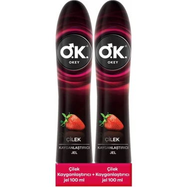 Okey Çilek Jel 2'li Set 200 ml Çilek Aromasıyla Kayganlaştırıcı Etki