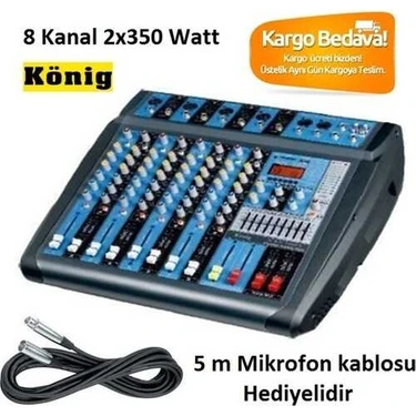 König Ka-8700P 2X350W 8 Kanal Power Mikser Fiyatı