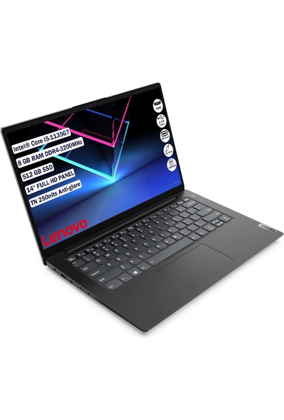 Lenovo V14 G2 Itl Intel Core I5-1135G7 8GB 512 GB SSD Freedos 14" FHD Taşınabilir Bilgisayar 82KA006XTX