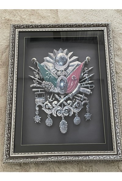 Gk Osmanlı Tuğrası Gümüş Tablo 85 x 65 cm