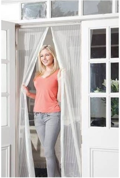 Ensaray Mıknatıslı Kapı Sinekliği 90 cm x 210 cm Beyaz Renk Balkon Ev Yazlık Mıknatıslı Sineklik Be