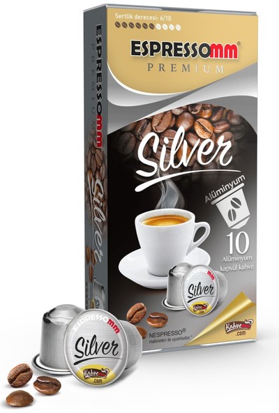 espressomm® Premium Silver Alüminyum Kapsül Kahve 10 Adet Nespresso Uyumlu