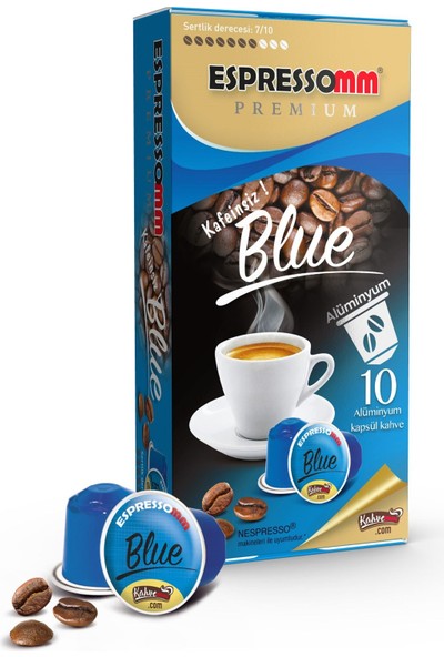 Espressomm® Premium Blue Alüminyum Kapsül Kahve Kafeinsiz 10 Adet Nespresso® Uyumlu