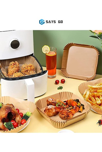Says GO Fritöz Pişirme Kağıdı Airfryer Sıcak Hava Fritözü Philips Xiaomi Uyumlu Gıda Sınıfı Pişirme Kağıdı 50’li