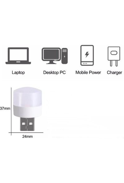 Taşınabilir Mini USB LED Işık Lamba Gece Lambası ( 2 Adet ) Tüm USB Girişleriyle Uyumlu
