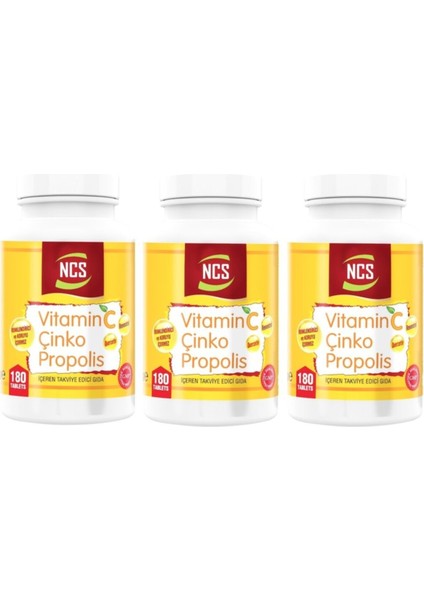 Vitamin C Çinko Propolis 180 Tablet X 3 Kutu